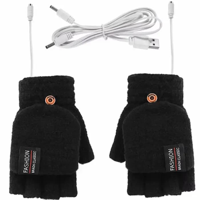 Gants chauffants USB, contrôle Rechargeable, sans doigts, chauds, électriques, pour l'hiver, ski en