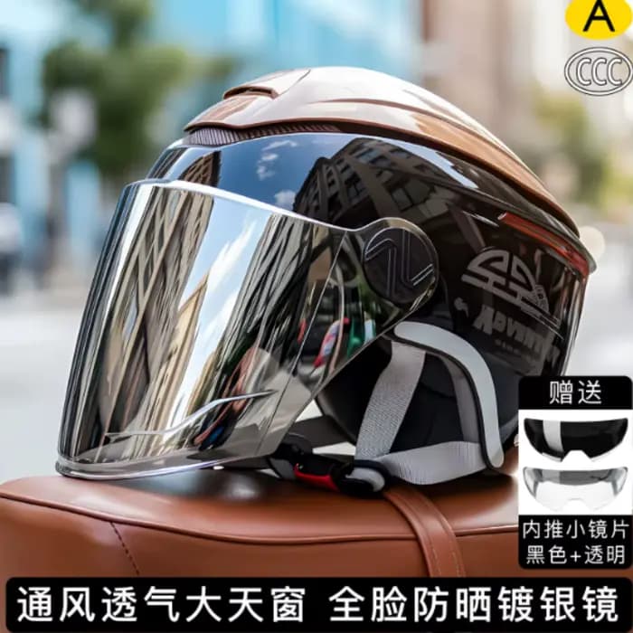 Nouveau casque de moto demi-coque d'été avec design réfléchissant, protection UV, respirant pour sco