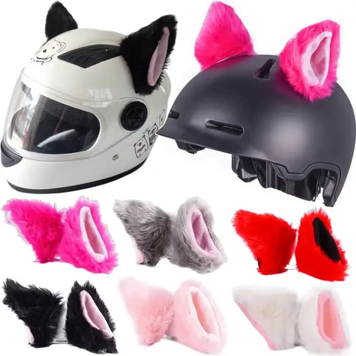 Décoration de casque de Moto, 2 pièces, oreilles de chat en peluche mignonnes, autocollant de décora