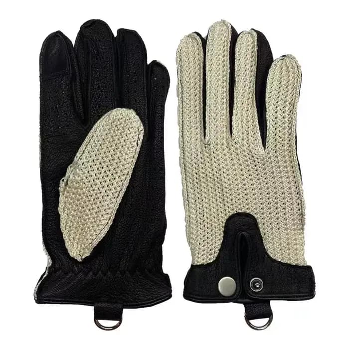Gants en peau d'agneau pour hommes, maille respirante, gants d'équitation coordonnants, mitaines à é