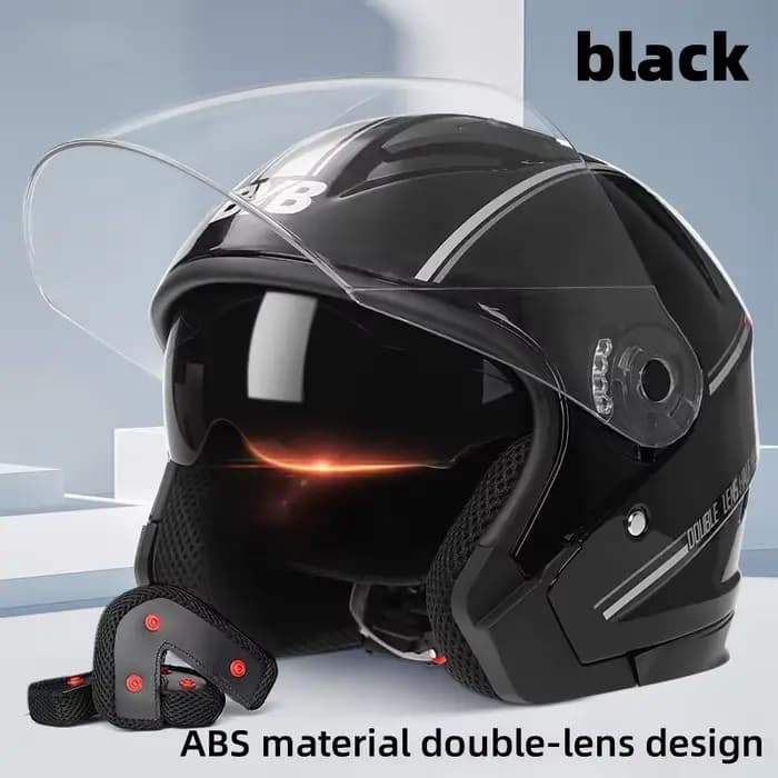 Casque de moto 3/4 light pour homme et femme. Idéal pour les scooters et les vélos. Ce casque multif