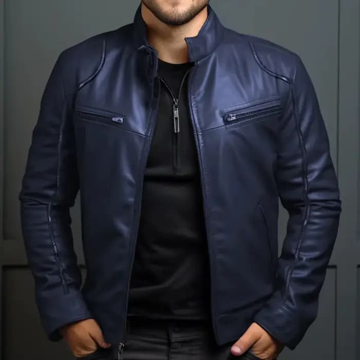 Veste de moto en cuir pour hommes, Style Punk, col montant, mode jeunesse, vêtements d'extérieur déc