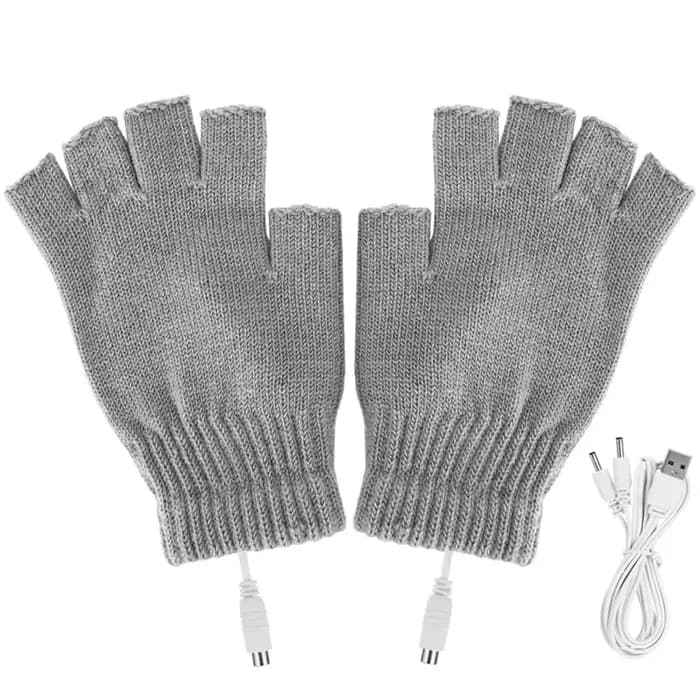 Gants chauffants électriques pour hommes et femmes, gants chauffants USB pour l'hiver, sans doigts,