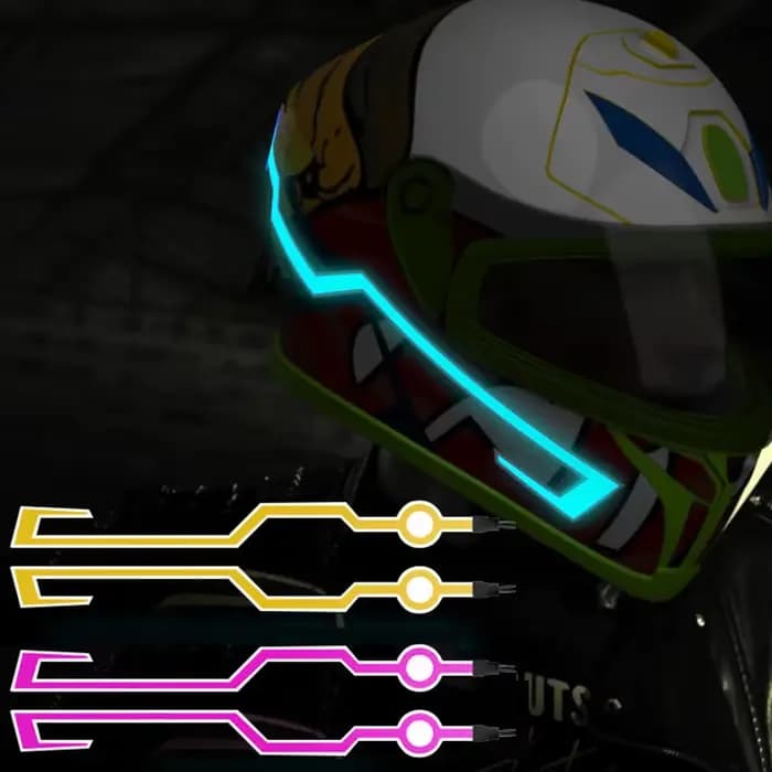 Nouveau casque de moto LED feux d'avertissement casque de conduite de nuit moteur bande de lumière f