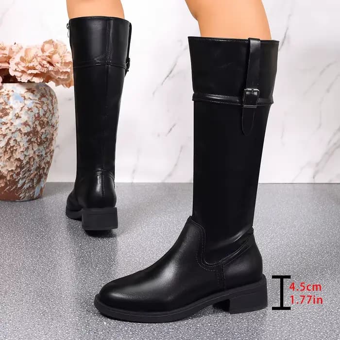 Bottes de mode montantes à ceinture pour femme, nouvelle collection 2025, style britannique, fermetu
