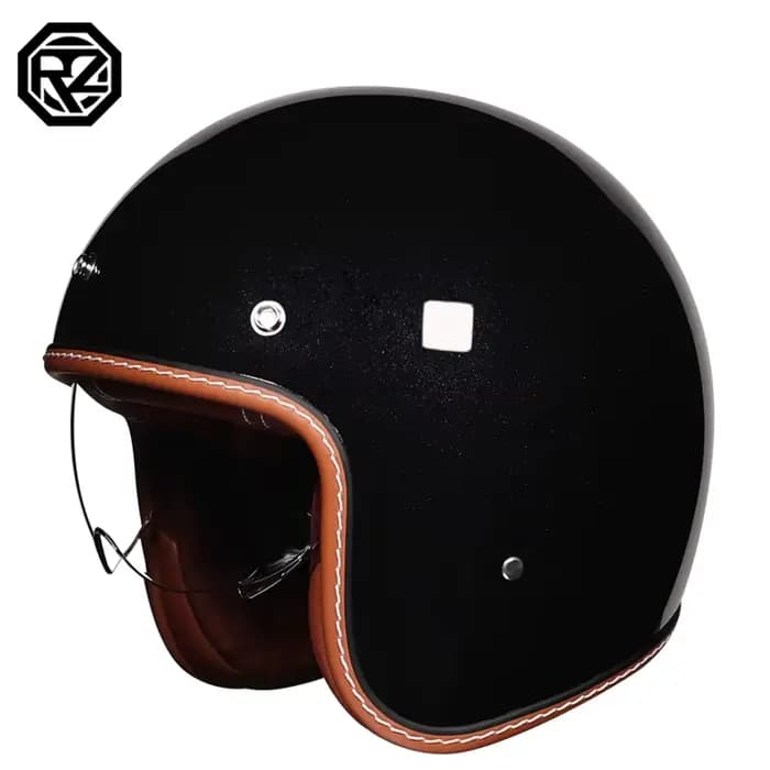 Casque de moto rétro trois-quarts, casque de moto pour brigade, équipé d'un visière pour moto à péda