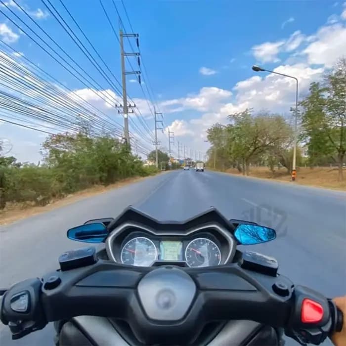 Rétroviseurs Latéraux en Aluminium CNC pour Moto, Paire de Verre Bleu et Blanc, Accessoires pour YAM