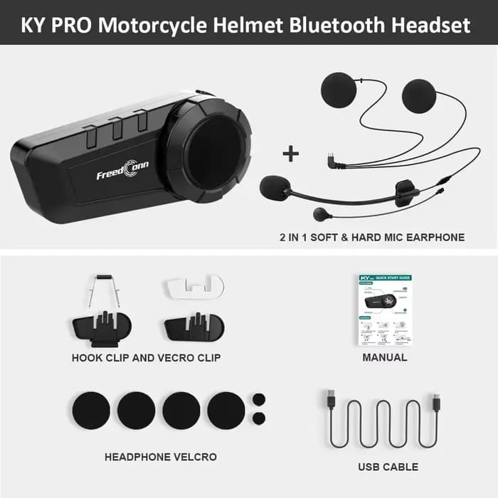 Freedconn KY Pro Interphone Moto Bluetooth casque casque Moto 6 coureurs 1000M Moto groupe Interphon