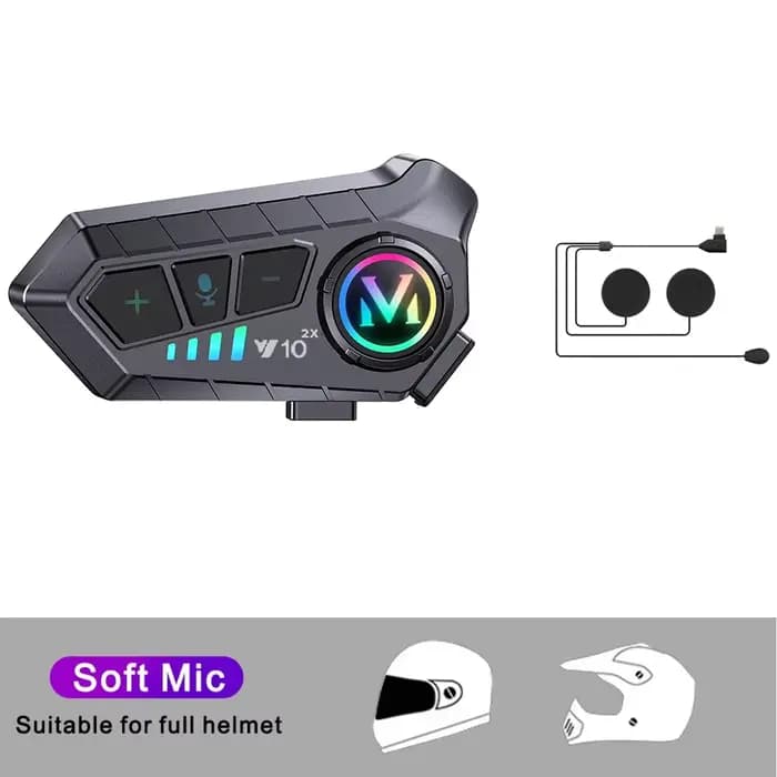 Interphone Bluetooth pour moto, casque, intercomunicateur, 300M, pour 2 motards, étanche, partage de