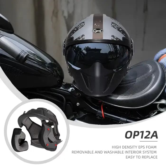 Casque de Moto Intégral à Visage Ouvert, Modulaire à Double Objectif, Rétro, DOT ECE APPROVED CYRIL