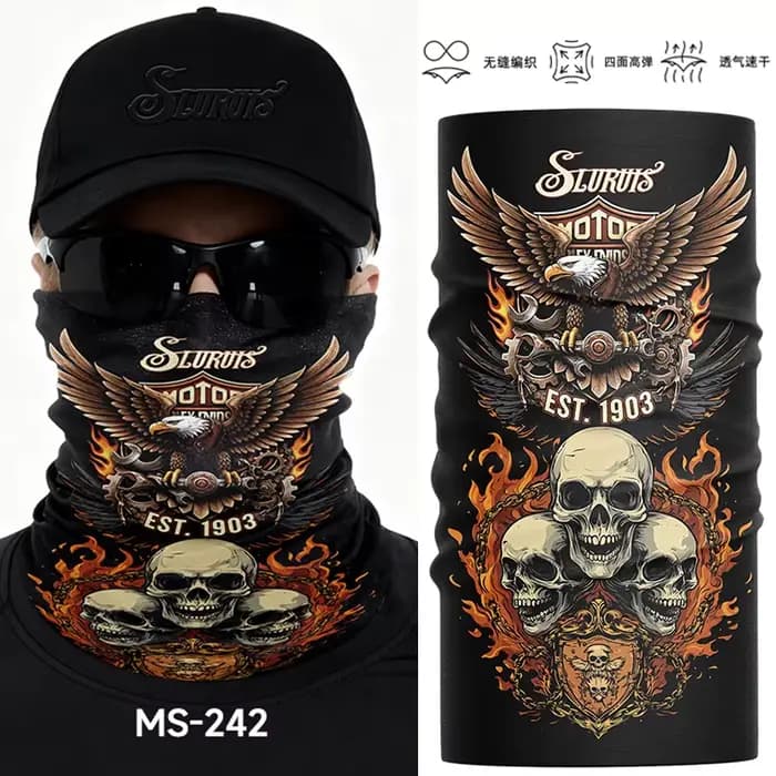 Cache-cou de moto d'été respirant, bandana tête de mort, écharpe de randonnée polyvalente pour sport