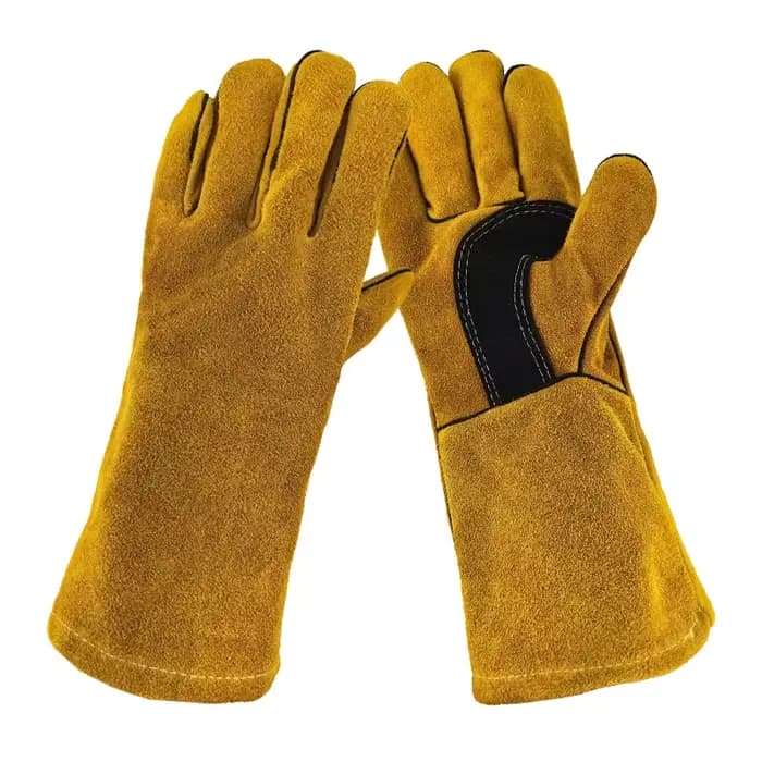 Gants en cuir ignifuges, gants de soudage, isolation thermique, anti-coupure, pour poêle à bois, che