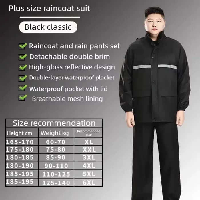 Combinaison de pluie pour moto de grande taille 6XL, ensemble de vêtements de pluie unisexe, pantalo