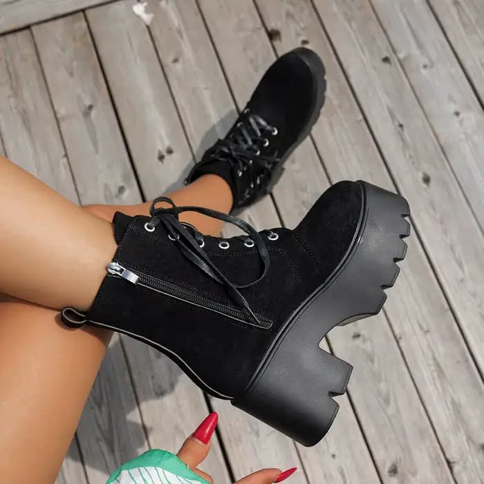 Punk Goth femmes moto bottes en plein air plate-forme talons hauts chaussures femme 2025 nouvelle ma