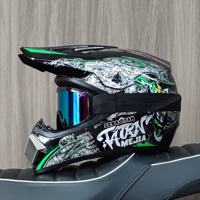 Casque de moto tout-terrain professionnel avec lunettes offertes, casque de protection pour moto tou