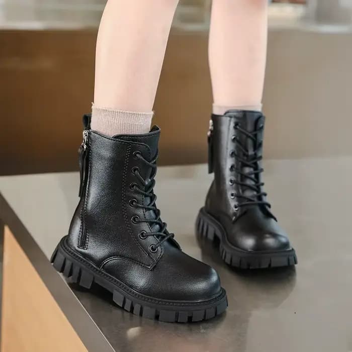 Bottes d'équitation confortables à bout rond et semelles épaisses, à la mode, populaires en automne