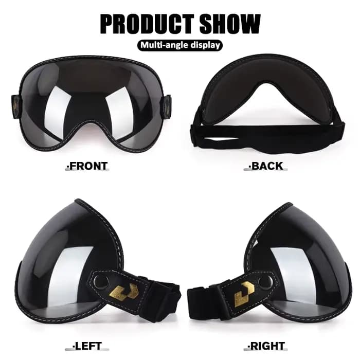 SOMAN – demi-casque de moto, rétro, visage ouvert, Vintage, bouclier à bulles, visière, lentille, lu
