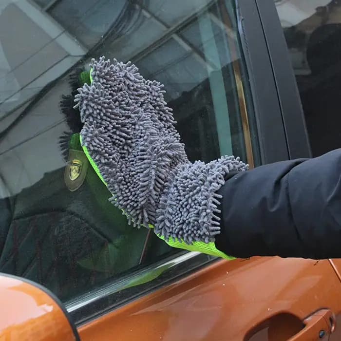 Gants de nettoyage de voiture à 5 doigts, humides ou secs, sans rayures, en tissu peluche doux, pour