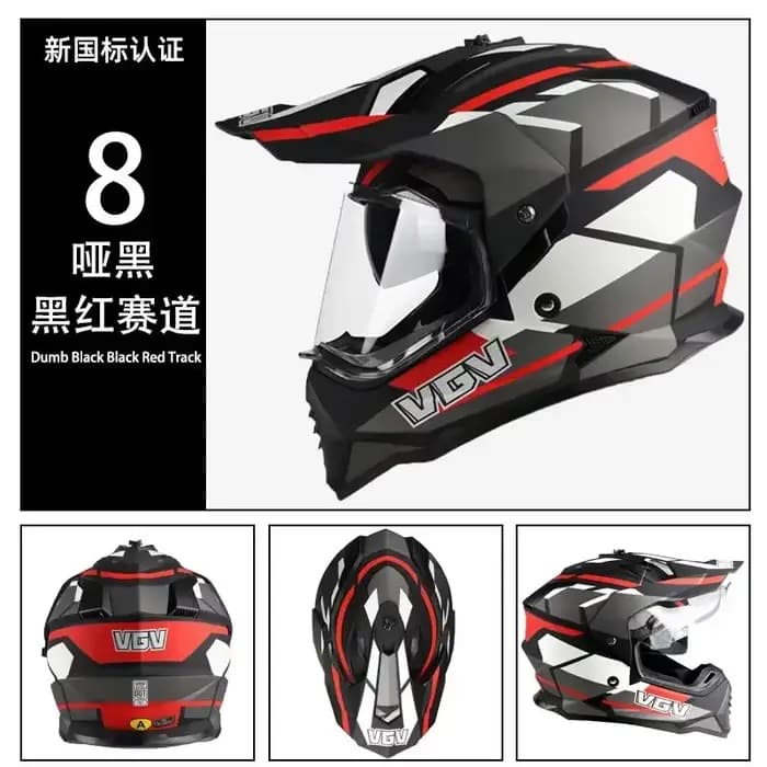 Casque de moto vtt ATV Motocross Cascos motif en Fiber de carbone casque tout-terrain double lentill