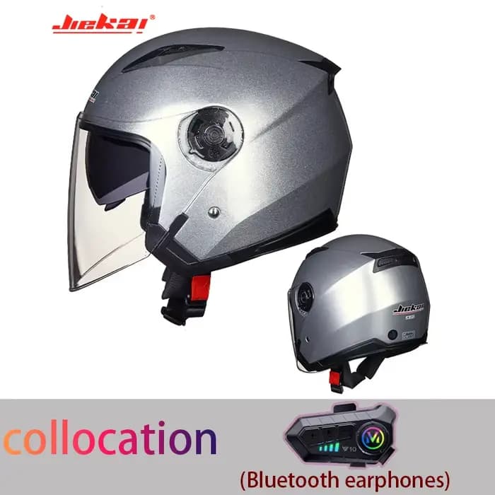 Casque de moto semi-couvert avec pare-soleil intégré, casque Bluetooth, 138 pendentifs
