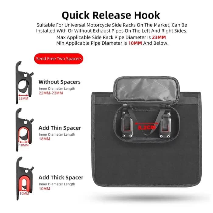 Bal inowalk-Sacoche Latérale Étanche pour Moto, Sacoche de Moteur à Dégagement Rapide avec Support N