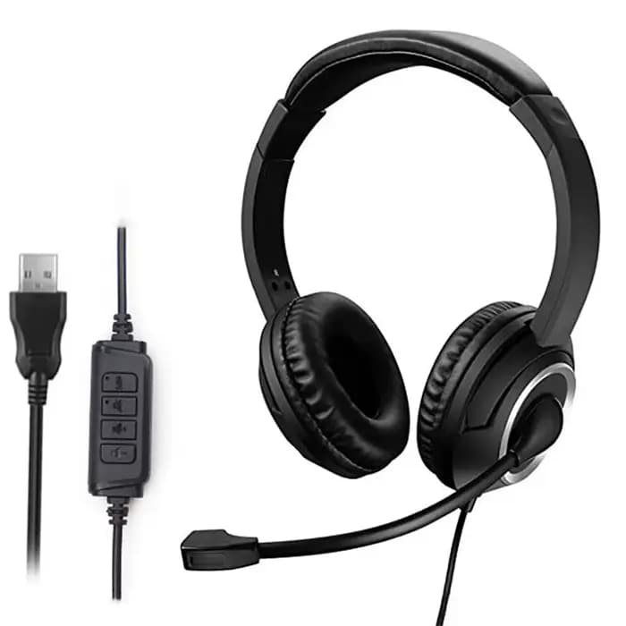 Casque USB avec micro muet pour PC, casque d'affaires de 3.5mm avec Microphone rotatif, suppression