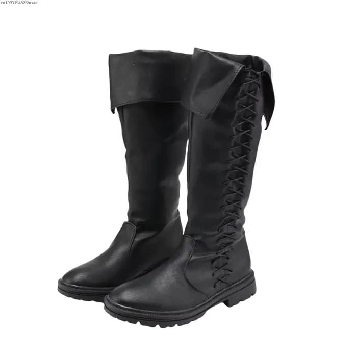 Bottes médiévales rétro pour hommes, style vintage Renaissance, pirate, chevalier, cosplay, à lacets