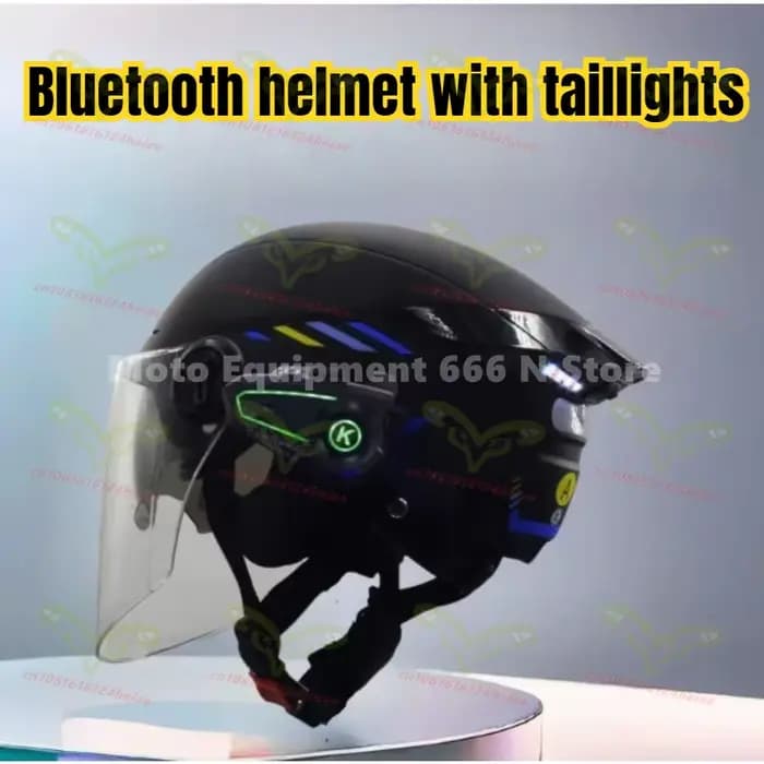 Casque de Moto été Protection solaire demi-casque unisexe double lentille Bluetooth casque cascos pa