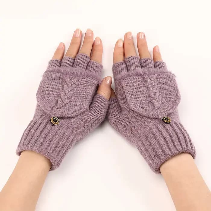 Botvotee – gants noirs avec Forrchettes, manches demi-doigt pour femmes, tricot d'hiver, accessoires