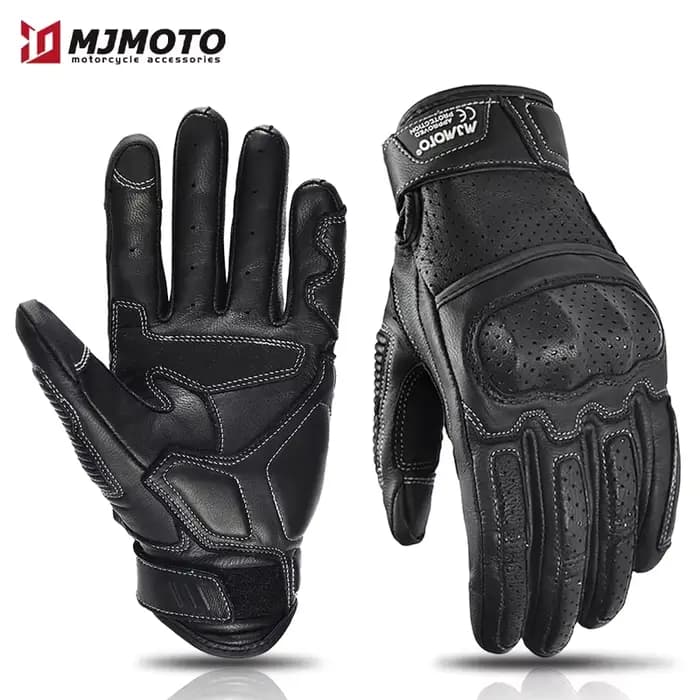 Gants de course de moto en cuir vintage pour écran tactile, gants de motard de course de motocross,