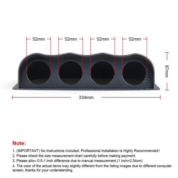 Tableau de bord universel de course, 2 pouces, 52MM, 4 trous, support de jauge Quad, Pod ABS, tablea