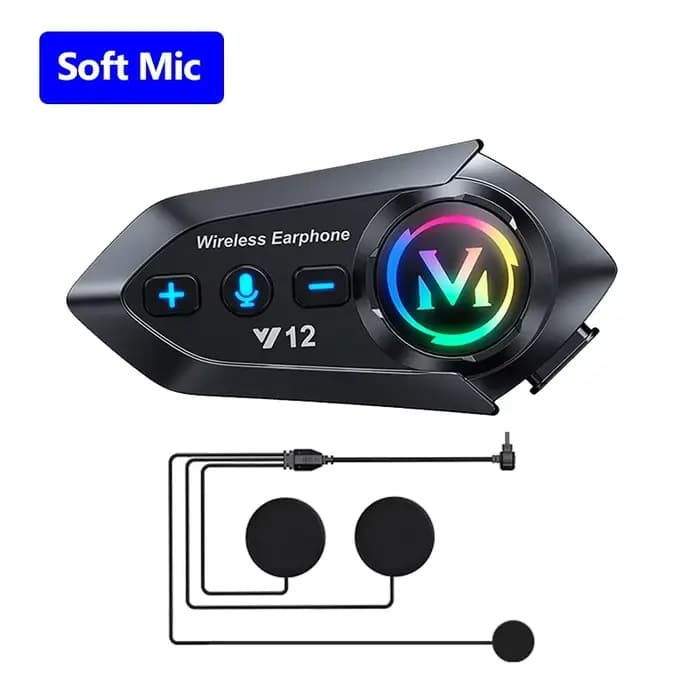 Y12 casque de moto casque connecter 2 téléphones CVC réduction du bruit IP56 étanche RGB lumière rép