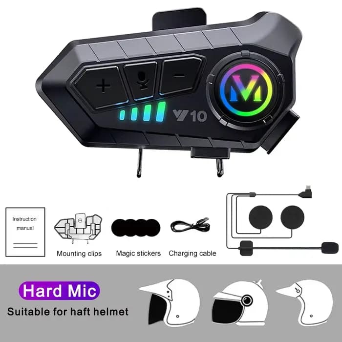 Casque de moto sans fil étanche avec contrôle vocal, casque de roi pratique, Bluetooth 5.3, Y10
