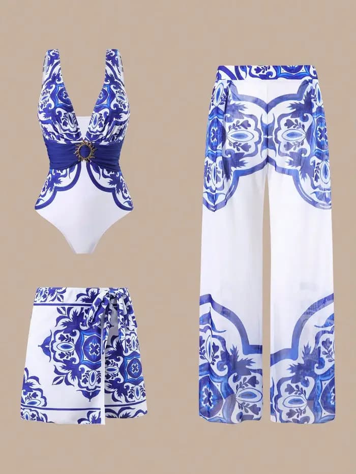Maillot de bain tendance pour femmes, maillot de bain sexy, ensemble trois pièces, combinaison et pa