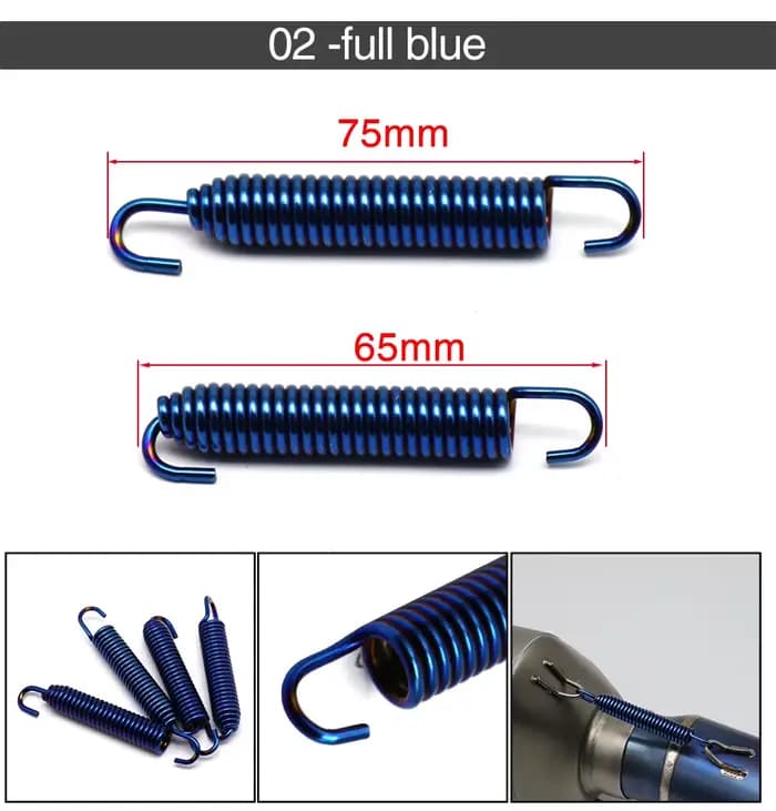 ZSDTRP 2 pièces 75mm moto en acier inoxydable tuyau d'échappement silencieux ressorts 75mm