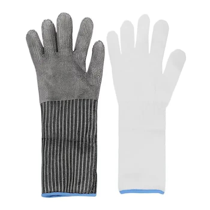 Gants de sécurité Anti-coupure confortables avec Protection des bras gants étendus fil d'acier inoxy