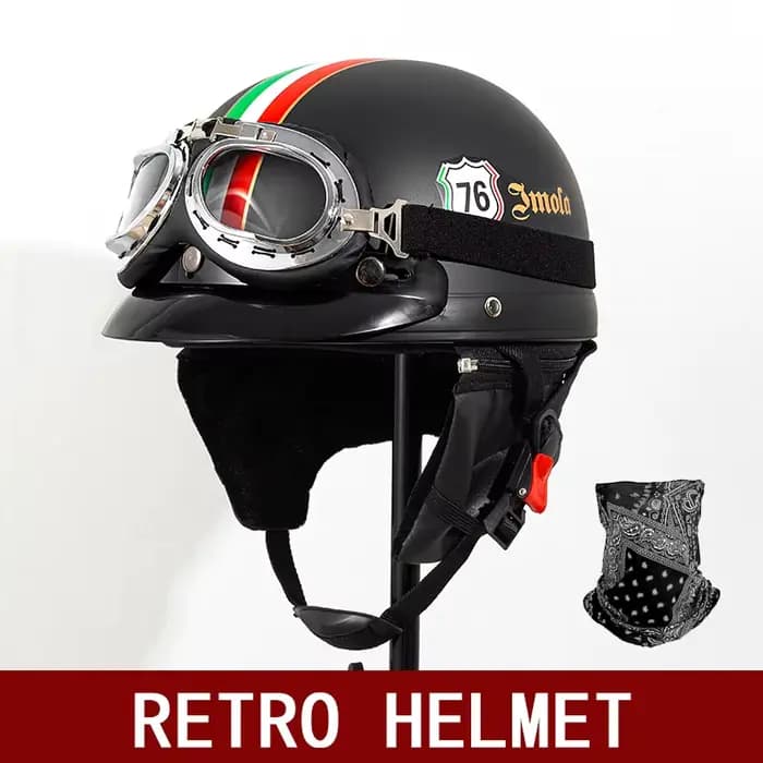 Casque de moto rétro, demi-casque, casque de moto pour toutes les saisons, généralement été et hiver
