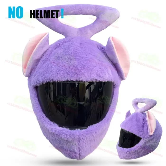 Housse de casque de moto en peluche, motif dessin animé mignon, masque facial de sécurité, housse de