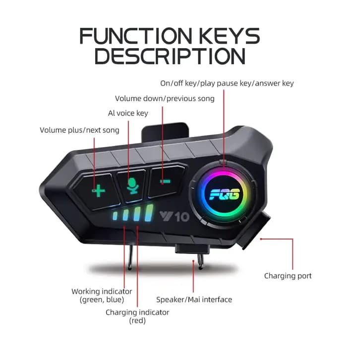 X3/Y10 casque de moto casque Bluetooth 5.3 contrôle vocal moto sans fil mains-on parlant casque étan
