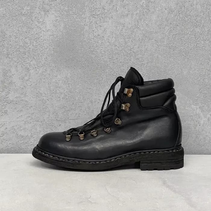 Bottes de moto en cuir véritable pour hommes, chaussures d'alpinisme à lacets en métal, bottes de ra