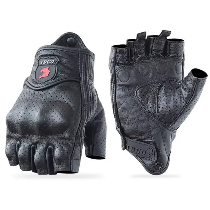 Gants de moto d'été sans doigts en cuir de chèvre, accessoires pour motocross, gants moto, guantes m