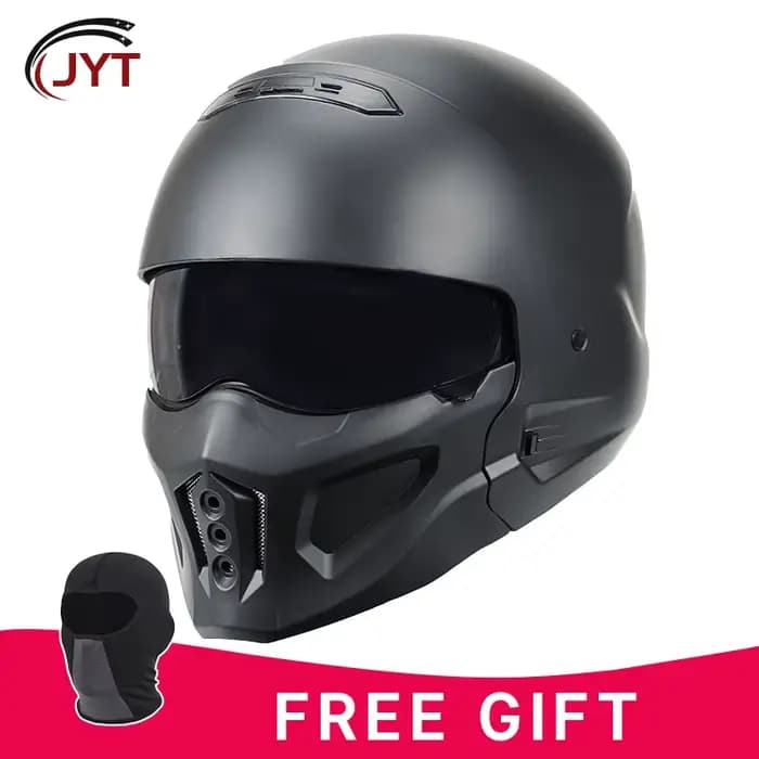 Casque de moto tactique DOT intégral noir mat Street Fighter avec masque amovible pour hommes, casqu