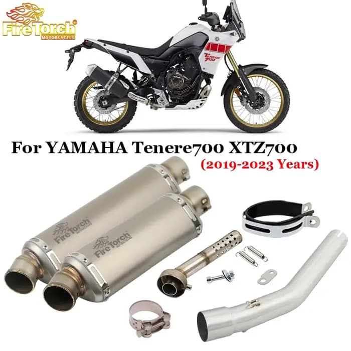 Système d'échappement Slip-On pour moto Yamaha Tenere 700 XTZ700 XTZ-700 2019-2025 avec tuyau de lia