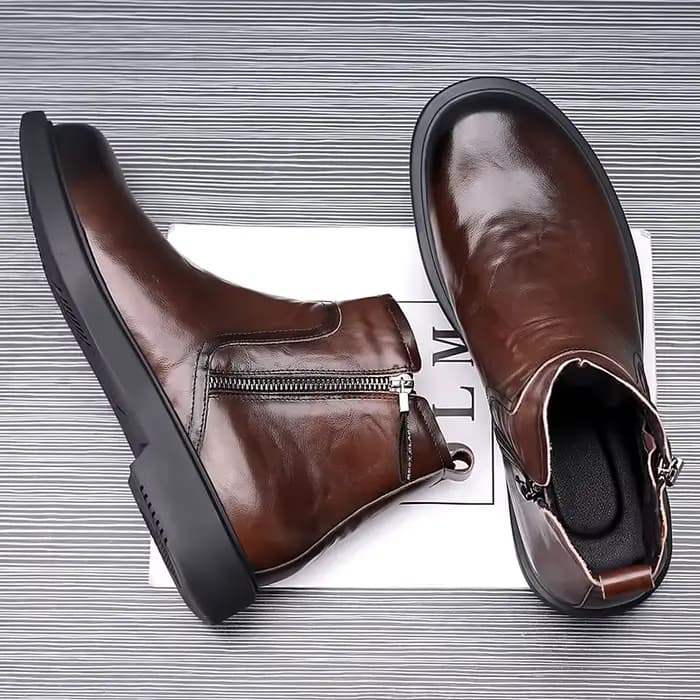 Bottines Chelsea en cuir véritable pour hommes, chaussures chaudes en velours, nouvelle collection a