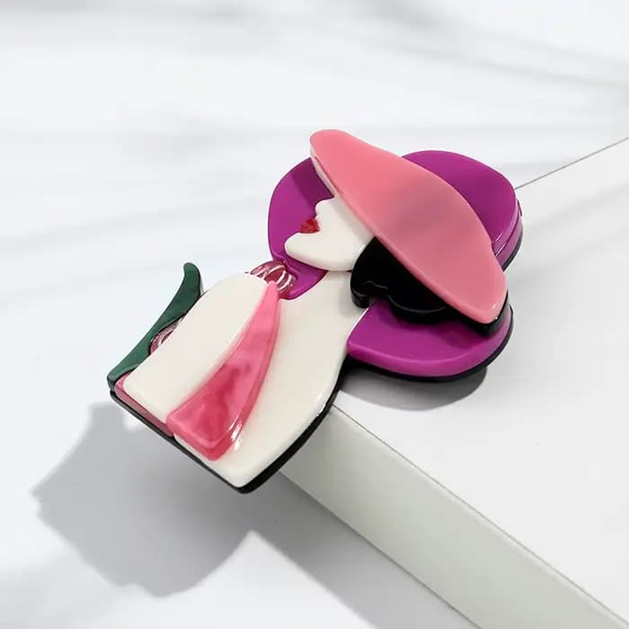 Broches tendance en résine pour femme, épingles de mode en acrylique en forme de personnage féminin,
