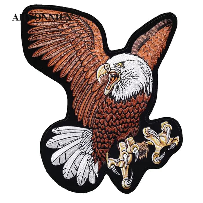 38CM X 30CM patchs de motard brodés pour jean hommes veste vêtements aigle Animal Style Punk Patch f