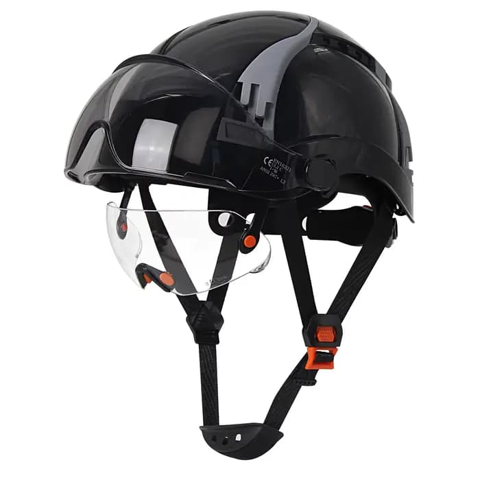 Casque de sécurité en fibre de carbone CE avec double visière, fentes d'aération réglables, casque r
