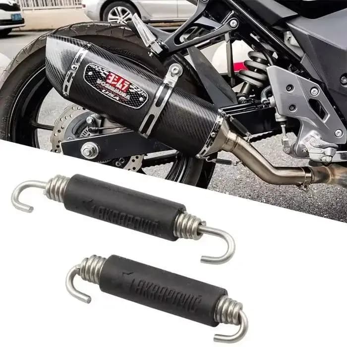 2 pièces en acier inoxydable universel moto silencieux d'échappement ressorts crochets avant moyen l