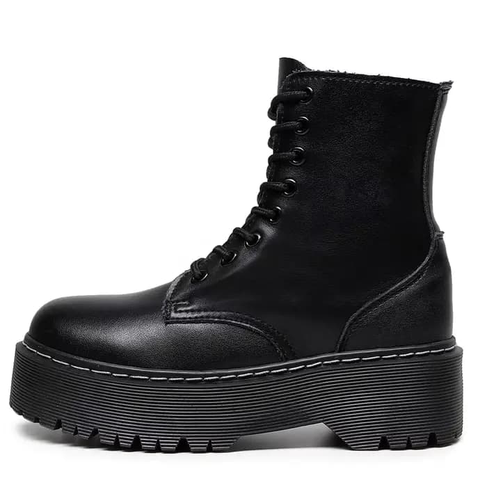 Bottes de moto style punk britannique à 8 trous : Portées de deux façons, plateforme épaisse avec fe
