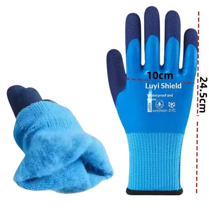 1 paire de gants de sécurité de travail imperméables, gants thermiques d'hiver, poignée antidérapant